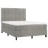 Cama box spring colchón y LED terciopelo gris claro 140x200
