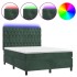 Cama box spring colchón y LED terciopelo verde oscuro