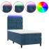 Cama box spring colchón y LED terciopelo azul oscuro 90x200