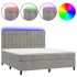 Cama box spring colchón y LED terciopelo gris claro 180x200