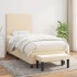 Cama box spring con colchón tela color crema 80x200