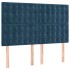 Cama box spring colchón y LED terciopelo azul oscuro 140x190