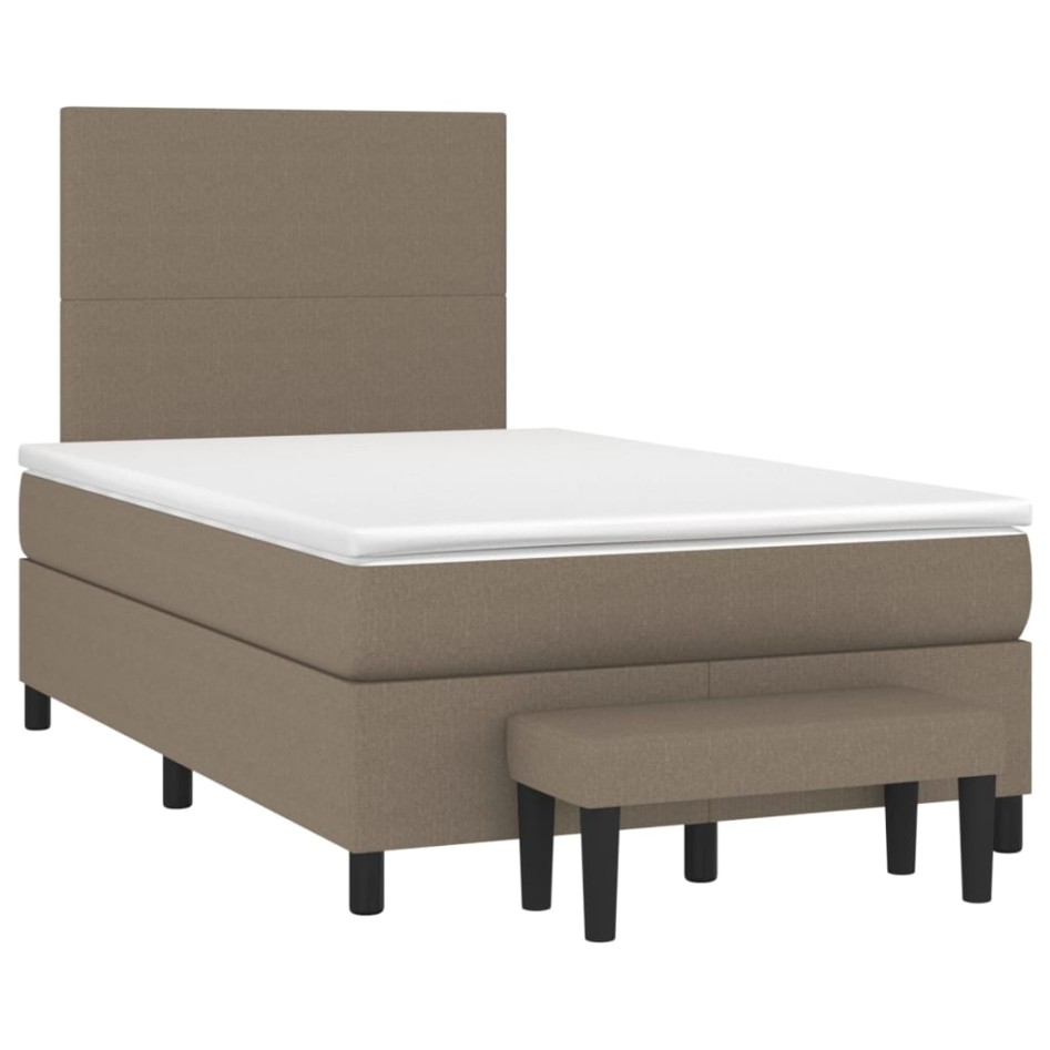 Cama box spring con colchón tela gris taupe 120x200
