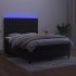 Cama box spring colchón y LED terciopelo negro 140x190