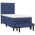 Cama box spring con colchón tela azul 80x200