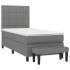 Cama box spring con colchón tela gris oscuro 100x200