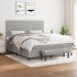Cama box spring con colchón tela gris claro 160x200