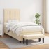 Cama box spring con colchón tela color crema 80x200