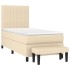 Cama box spring con colchón tela color crema 80x200