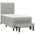 Cama box spring con colchón tela gris claro 80x200