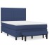 Cama box spring con colchón tela azul 140x200