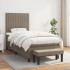 Cama box spring con colchón tela gris taupe 90x190