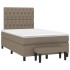 Cama box spring con colchón tela gris taupe 120x200