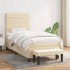 Cama box spring con colchón tela color crema 90x200