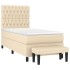 Cama box spring con colchón tela color crema 90x200