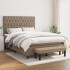 Cama box spring con colchón tela gris taupe 140x190