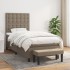 Cama box spring con colchón tela gris taupe 80x200