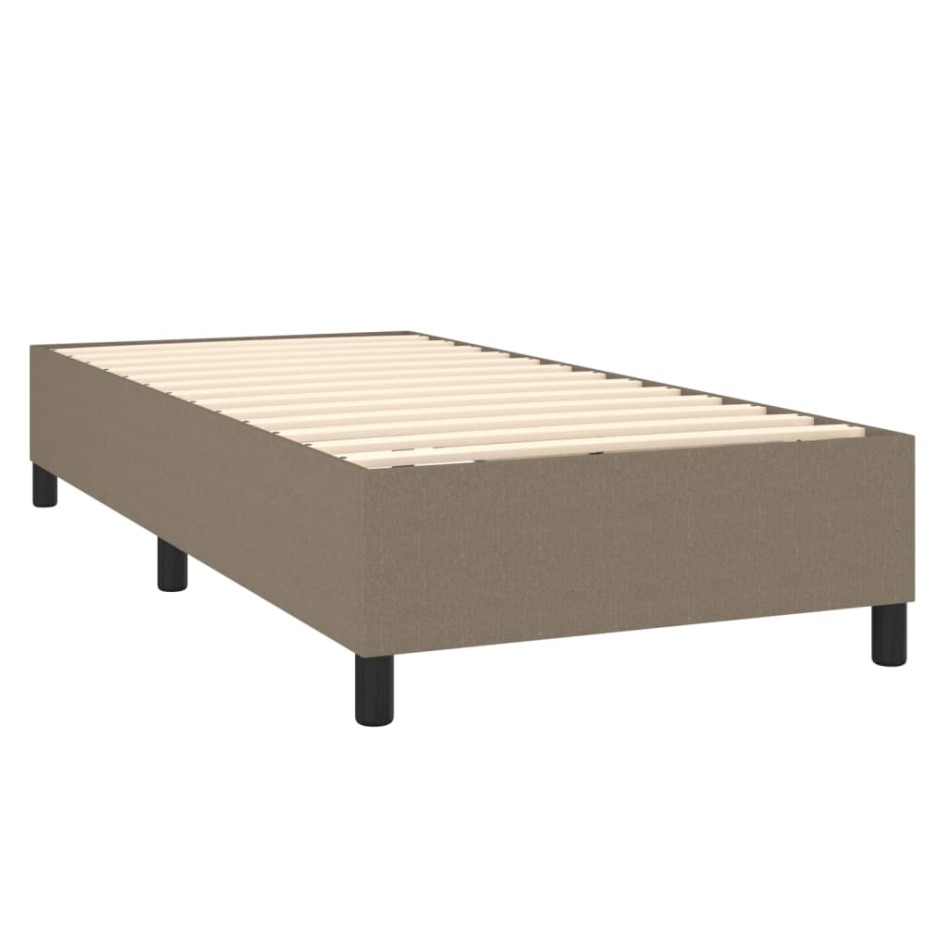 Cama box spring con colchón tela gris taupe 80x200