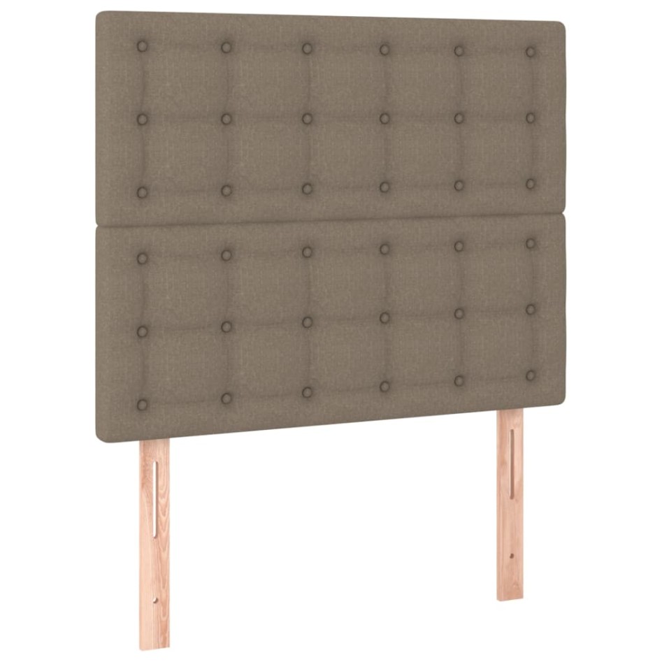 Cama box spring con colchón tela gris taupe 80x200