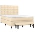 Cama box spring con colchón tela color crema 140x200
