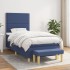 Cama box spring con colchón tela azul 80x200