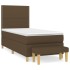 Cama box spring con colchón tela marrón oscuro 100x200