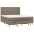 Cama box spring con colchón tela gris taupe 160x200