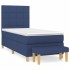 Cama box spring con colchón tela azul 100x200