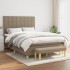 Cama box spring con colchón tela gris taupe 140x190