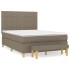 Cama box spring con colchón tela gris taupe 140x190