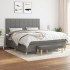 Cama box spring con colchón tela gris oscuro 160x200
