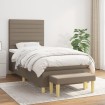 Cama box spring con colchón tela gris taupe 90x190 cm