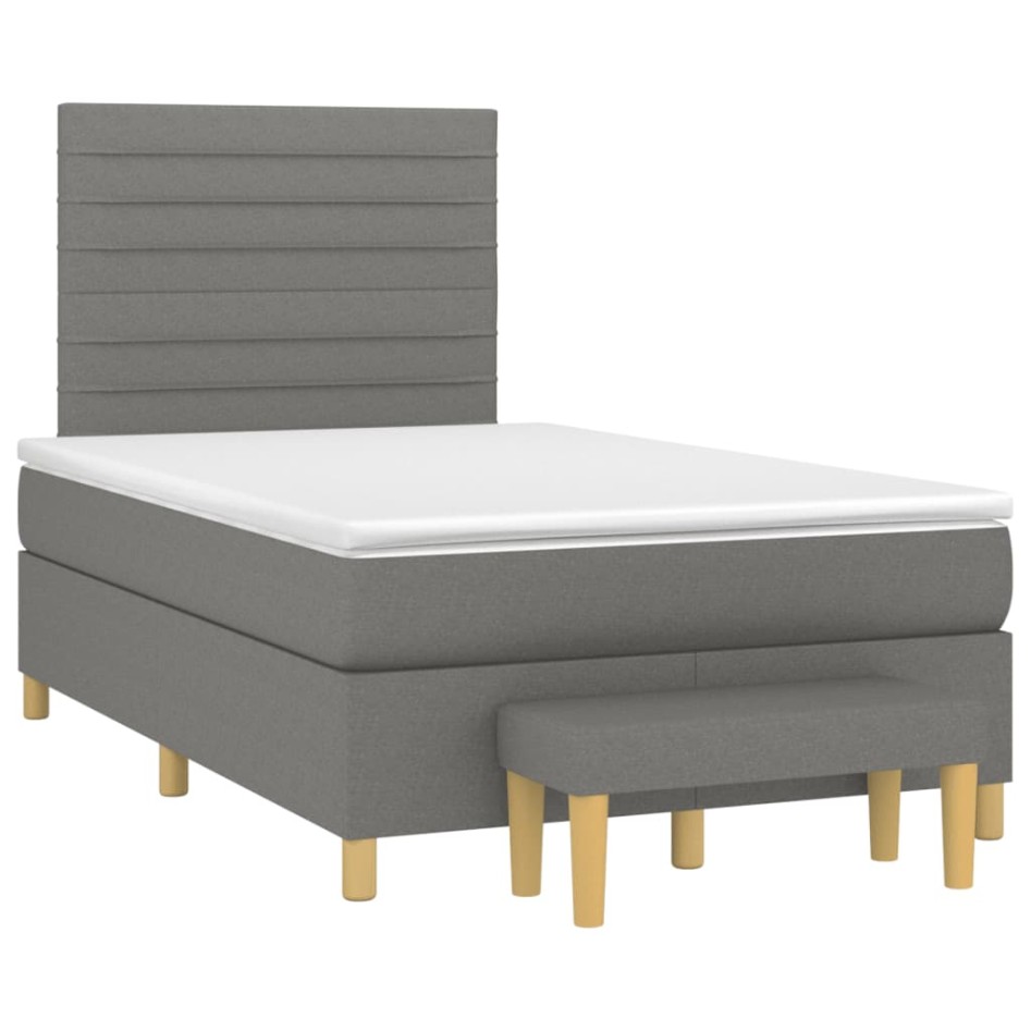 Cama box spring con colchón tela gris oscuro 120x200