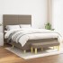 Cama box spring con colchón tela gris taupe 140x200