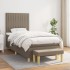 Cama box spring con colchón tela gris taupe 100x200