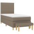 Cama box spring con colchón tela gris taupe 100x200