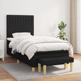 Cama box spring con colchón tela negro 100x200