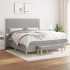Cama box spring con colchón tela gris claro 160x200
