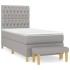 Cama box spring con colchón tela gris claro 100x200