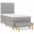 Cama box spring con colchón tela gris claro 90x200