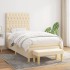 Cama box spring con colchón tela color crema 100x200
