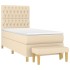 Cama box spring con colchón tela color crema 100x200