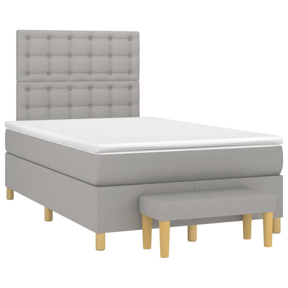 Cama box spring con colchón tela gris claro 120x200