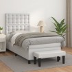 Cama box spring con colchón cuero sintético blanco 100x200 cm