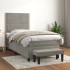 Cama box spring con colchón terciopelo gris claro 100x200