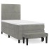 Cama box spring con colchón terciopelo gris claro 100x200
