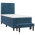 Cama box spring con colchón terciopelo azul oscuro 100x200