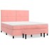 Cama box spring con colchón terciopelo rosa 180x200