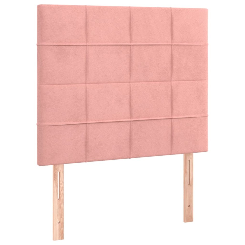 Cama box spring con colchón terciopelo rosa 80x200