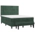 Cama box spring con colchón terciopelo verde oscuro 140x190